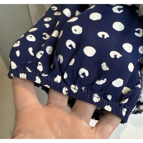 Soft Surroundings Women’s Sonrisa Blue White Polka Dot Ruffle Blouse Top Sz 1X - Picture 4 of 11